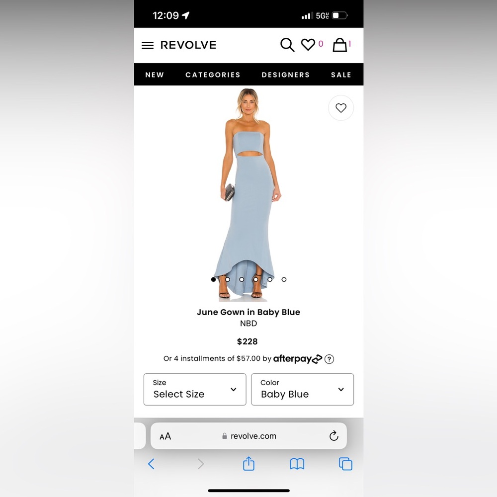 REVOLVE Baby Blue Strapless Cutout Maxi Gown - Picture 1 of 8